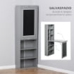 SCRIVANIA PIEGHEVOLE SALVASPAZIO CON LIBRERIA E LAVAGNA PER UFFICIO E CASA, 98X51X153CM, GRIGIO