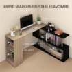 SCRIVANIA ANGOLARE SALVASPAZIO CON RIPIANO A S, IN LEGNO, 140X120X78 CM, COLOR LEGNO