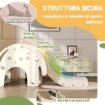 SCIVOLO PER BAMBINI DA INTERNO 3 IN 1 CON CANESTRO E DESIGN A ELEFANTE, ETÓ 1-3 ANNI, BIANCO CREMA