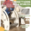 SCIVOLO PER BAMBINI DA INTERNO 3 IN 1 CON CANESTRO E DESIGN A ELEFANTE, ETÓ 1-3 ANNI, BIANCO CREMA