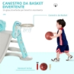 SCIVOLO PER BAMBINI DA 18 MESI PIEGHEVOLE CON 3 SCALINI E CANESTRO BASKET, 140X87X75CM, BLU E GRIGIO