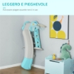 SCIVOLO PER BAMBINI DA 18 MESI PIEGHEVOLE CON 3 SCALINI E CANESTRO BASKET, 140X87X75CM, BLU E GRIGIO