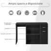 SCRIVANIA ANGOLARE PER STUDIO E UFFICIO CON 2 CASSETTI E 2 RIPIANI, IN LEGNO, 117X82X74 CM, NERO