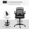 SEDIA DA UFFICIO TRASPIRANTE AD ALTEZZA REGOLABILE CON BRACCIOLI RIBALTABILI, 64X60X106-126 CM, NERA