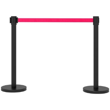 SET 2 COLONNINE SEGNAPERCORSO CON NASTRO ESTENDIBILE DI 2 M, Ï32X90 CM, NERO E ROSSO