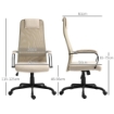 SEDIA DA UFFICIO ERGONOMICA GIREVOLE CON RECLINAZIONE, ALTEZZA REGOLABILE E RUOTE, 58X61X115-125CM, BEIGE