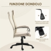 SEDIA DA UFFICIO ERGONOMICA GIREVOLE CON RECLINAZIONE, ALTEZZA REGOLABILE E RUOTE, 58X61X115-125CM, BEIGE