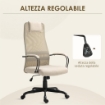 SEDIA DA UFFICIO ERGONOMICA GIREVOLE CON RECLINAZIONE, ALTEZZA REGOLABILE E RUOTE, 58X61X115-125CM, BEIGE