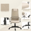 SEDIA DA UFFICIO ERGONOMICA GIREVOLE CON RECLINAZIONE, ALTEZZA REGOLABILE E RUOTE, 58X61X115-125CM, BEIGE