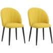 SET 2 SEDIE DA PRANZO DESIGN NORDICO IN METALLO E TESSUTO EFFETTO VELLUTO GIALLO E NERO, 52X54X79 CM