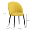 SET 2 SEDIE DA PRANZO DESIGN NORDICO IN METALLO E TESSUTO EFFETTO VELLUTO GIALLO E NERO, 52X54X79 CM