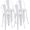 SET 4 SGABELLI ERGONOMICI IN METALLO CON SCHIENALE RIMOVIBILE E POGGIAPIEDI, 44X53X116 CM, BIANCO