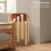 SET 4 SGABELLI IMPILABILI ROTONDI E MODERNI PER CUCINA E BAR IN LEGNO, Ï40X54CM, ROSSO E LEGNO