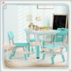 SET TAVOLO E SEDIE PER BAMBINI 5PZ CON 4 SEDIE REGOLABILI 32X36X52.5-56 CM E TAVOLO 60X60X46-58 CM, VERDE