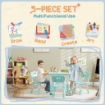 SET TAVOLO E SEDIE PER BAMBINI 5PZ CON 4 SEDIE REGOLABILI 32X36X52.5-56 CM E TAVOLO 60X60X46-58 CM, VERDE