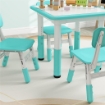 SET TAVOLO E SEDIE PER BAMBINI 5PZ CON 4 SEDIE REGOLABILI 32X36X52.5-56 CM E TAVOLO 60X60X46-58 CM, VERDE