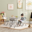 SET TAVOLO E SEDIE PER BAMBINI 5PZ CON 4 SEDIE REGOLABILI 32X36X52.5-56 CM E TAVOLO 60X60X46-58 CM, GRIGIO