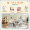 SET TAVOLO E SEDIE PER BAMBINI 5PZ CON 4 SEDIE REGOLABILI 32X36X52.5-56 CM E TAVOLO 60X60X46-58 CM, GRIGIO