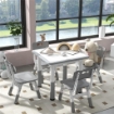 SET TAVOLO E SEDIE PER BAMBINI 5PZ CON 4 SEDIE REGOLABILI 32X36X52.5-56 CM E TAVOLO 60X60X46-58 CM, GRIGIO