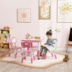 SET TAVOLO E SEDIE PER BAMBINI 5PZ CON 4 SEDIE REGOLABILI 32X36X52.5-56 CM E TAVOLO 60X60X46-58 CM, ROSA