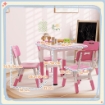 SET TAVOLO E SEDIE PER BAMBINI 5PZ CON 4 SEDIE REGOLABILI 32X36X52.5-56 CM E TAVOLO 60X60X46-58 CM, ROSA