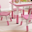 SET TAVOLO E SEDIE PER BAMBINI 5PZ CON 4 SEDIE REGOLABILI 32X36X52.5-56 CM E TAVOLO 60X60X46-58 CM, ROSA