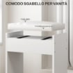 SET TAVOLO DA TRUCCO CON SPECCHIO E 5 CASSETTI 97.2X44.5X136.5 CM E SGABELLO IMBOTTITO 40X24X46 CM, BIANCO