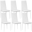 SET DI 6 SEDIE DA PRANZO MODERNE CON SCHIENALE ALTO IN FINTA PELLE E ACCIAIO, 41X50X97 CM, BIANCO