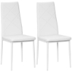 SET DI 2 SEDIE DA PRANZO MODERNE CON SCHIENALE ALTO IN FINTA PELLE E ACCIAIO, 41X50X97 CM, BIANCO