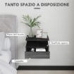 SET DA 2 COMODINI MODERNI SOSPESI CON CASSETTO E MENSOLA IN LEGNO 35X32X22.5CM, NERO LUCIDO