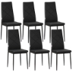 SET DI 6 SEDIE DA PRANZO MODERNE CON SCHIENALE ALTO IN FINTA PELLE E ACCIAIO, 41X50X97 CM, NERO