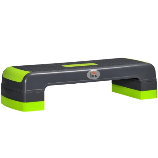 STEP FITNESS PER AEROBICA REGOLABILE SU 3 ALTEZZE 10-15-20 CM IN PLASTICA, VERDE E GRIGIO