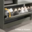 SET MOBILI DA INGRESSO CON APPENDIABITI, SPECCHIO, PANCA CON SCAFFALE E SCARPIERA PER 8 PAIA DI SCARPE, GRIGIO