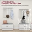 SET MOBILI DA INGRESSO CON APPENDIABITI, SPECCHIO, PANCA CON CUSCINI E SCARPIERA PER 8 PAIA DI SCARPE, BIANCO