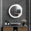 SPECCHIO BAGNO ROTONDO CON LUCE LED REGOLABILE E FUNZIONE ANTI APPANNAMENTO, 150CM