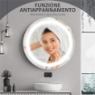 SPECCHIO BAGNO ROTONDO CON LUCE LED REGOLABILE E FUNZIONE ANTI APPANNAMENTO, 150CM