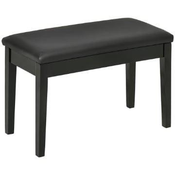 SGABELLO PER PIANOFORTE CON VANO CONTENITORE IN LEGNO E FINTA PELLE PU, 75X35X49CM, NERO