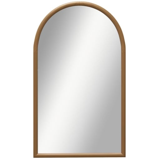 SPECCHIO DA PARETE AD ARCO 110X65CM CON CORNICE IN LEGNO PER CAMERA E INGRESSO, MARRONE SCURO