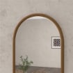 SPECCHIO DA PARETE AD ARCO 110X65CM CON CORNICE IN LEGNO PER CAMERA E INGRESSO, MARRONE SCURO