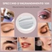 SPECCHIO TRUCCO CON LUCI REGOLABILI A 3 COLORI, PRESA USB E SPECCHIETTO INGRANDITORE 10X, 31X41.5X3CM, BIANCO