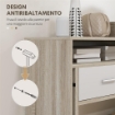 TAVOLO CONSOLLE A 2 LIVELLI CON PIANO ESTRAIBILE E 2 CASSETTI IN LEGNO, 95X35X87CM, ROVERE