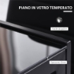 TAVOLO DA CUCINA PER 4 PERSONE IN METALLO E VETRO TEMPERATO, 120X60X75 CM, NERO