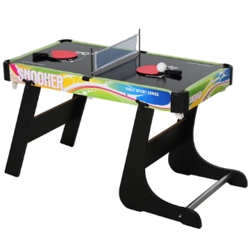 TAVOLO MULTIGIOCO PIEGHEVOLE 4 IN 1 CON CALCIO BALILLA, HOCKEY DA TAVOLO, PING PONG E BILIARDO, 86,5X43,5X64CM