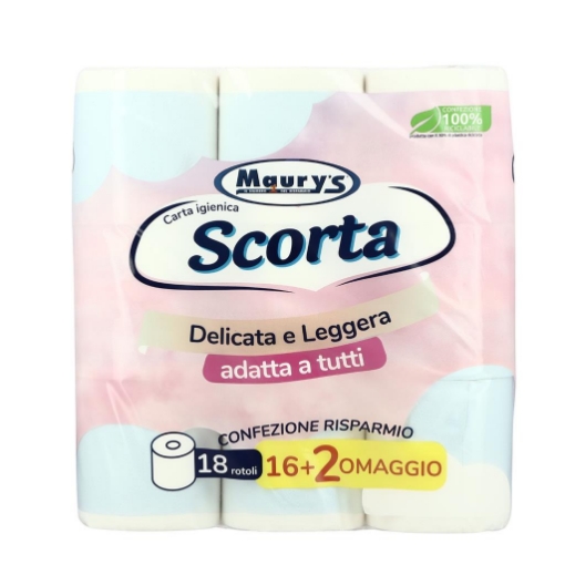 MAURY'S CARTA IGIENICA 18 ROTOLI 2 VELI  GR1250 CONFEZIONE RISPARMIO