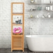 MOBILE A COLONNA PER BAGNO CON 4 RIPIANI E UN ARMADIETTO 36 X 33 X 140 CM
