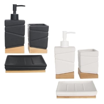 MA MAISON CLASSIC SET DA 3 PZ PER BAGNO DOSASAPONE - PORTA SPAZZOLINO - PORTA SAPONETTA IN COLORI ASSORTITI 