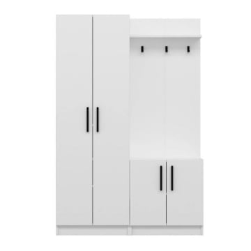 DANTE ARMADIO DA INGRESSO CON APPENDIABITI COLORE BIANCO 5 RIPIANI + 7 GANCI H 180 X L 120 X P 37 CM