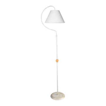 LAMPADA DA TERRA A STELO GEOMETRICO CON PARALUME TESSUTO BIANCO 158H CM 