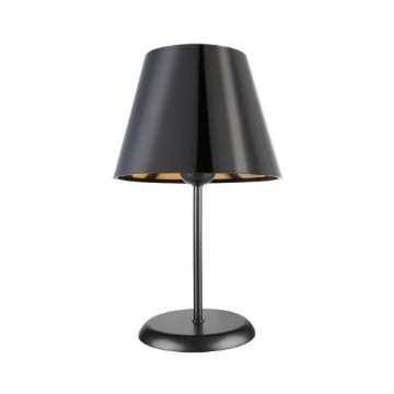 LAMPADA DA TAVOLO VERDA  IN METALLO E PARALUME NERO IN TESSUTO 39H CM