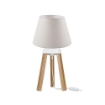 LAMPADA DA TAVOLO CON PARALUME IN TESSUTO BIANCO E BASE ROVERE 22,5H CM